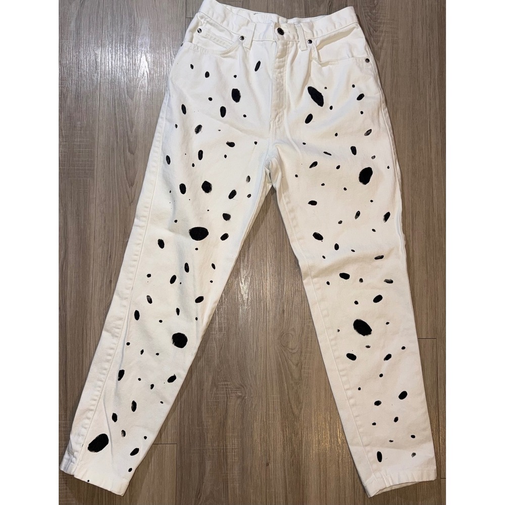 Vintage 90s Levis 900 Series White Silver Tab Jeans Custom Hand Painted 1-of-1